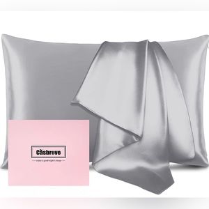 2 Casbrove Silk Pillowcases - Silver Grey - NWT